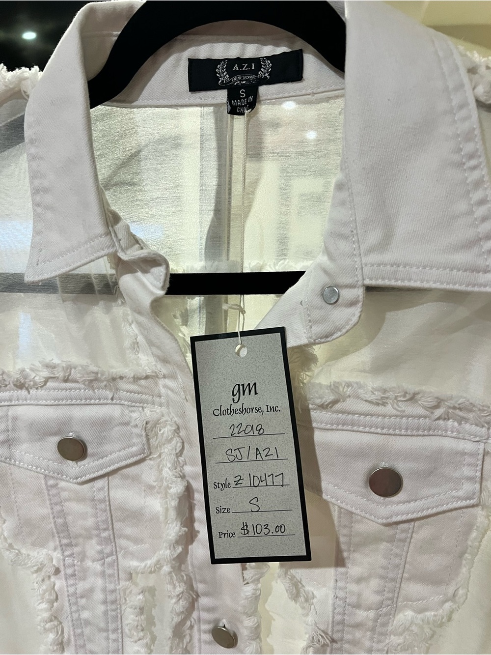 NWT AZI White Frayed Sheer Denim-Style Jacket $103 - Picture 4 of 10